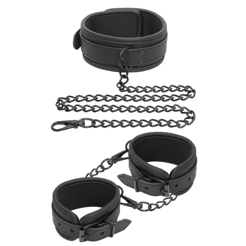 Intoyou Black Shadow set collar y esposas cuero vegano Ref BS-093 - Imagen 2