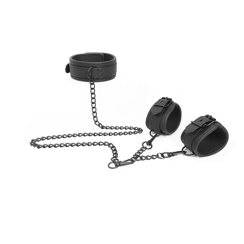 Intoyou Black Shadow set collar y esposas cuero vegano Ref BS-093 - Imagen 3