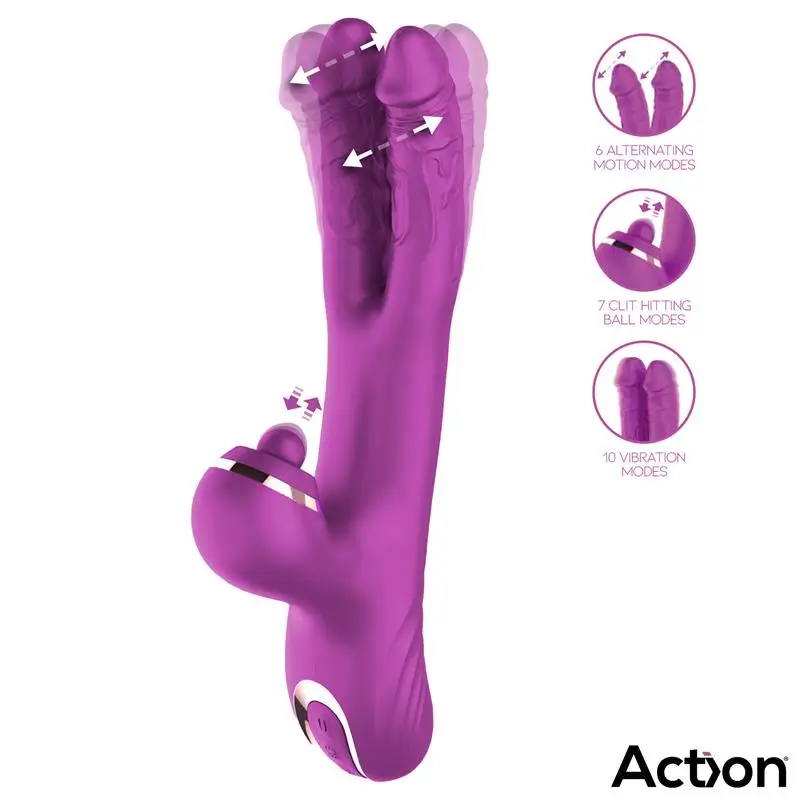 Action Nico Vibrador dildos alternantes y bola 4 Motores Ref AC-673 - Imagen 2