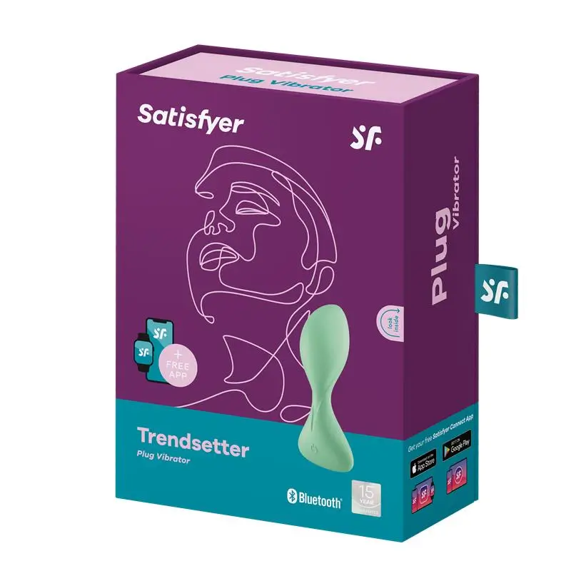 SATISFYER Trendsetter plug anal vibración y APP colores verde claro y negro - Imagen 6