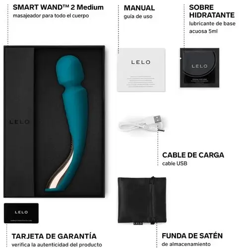 LELO Masajeador Smart Wand 2 medium colores azul, negro y violeta - Imagen 6